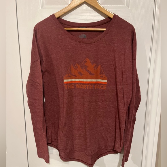 The North Face Heathered Maroon Graphic Long sleeved Shirt Top Sz L - Picture 10 of 10